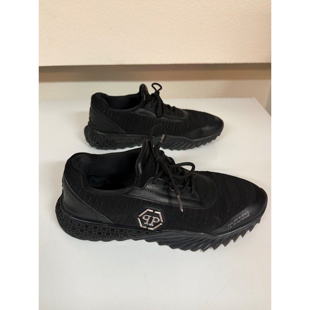 Philipp Plein TM Active Sneakers Black Hexagon Logo Skull Low Top Trainers 43